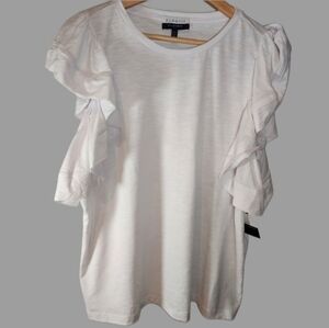 Eloquii 2X 18/20 nwt White Ruffle Sleeve Top Rayon blend